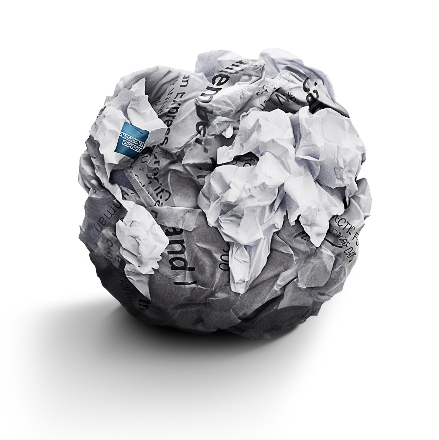 A paper statement that is wadded up into a ball and looks like a globe