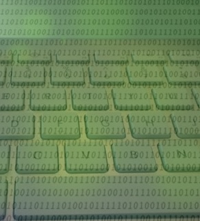 image of mac keyboard overlayed with binary code