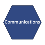 hexegon with the word communications