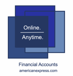 image of 4 blue boxes overlapping with words Online and Anytime.